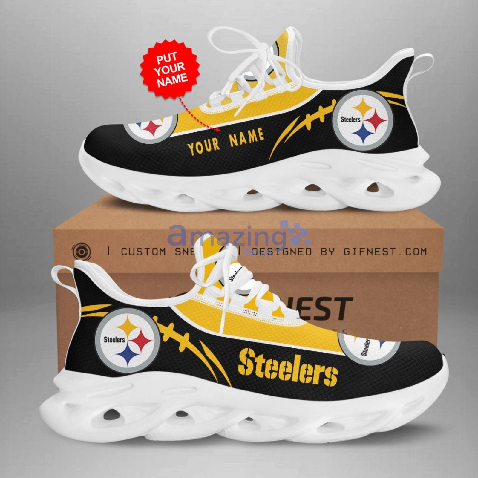 Pittsburgh Steelers NFL Light Abstract Pattern Custom Name Max Soul Shoes  For Men And Women