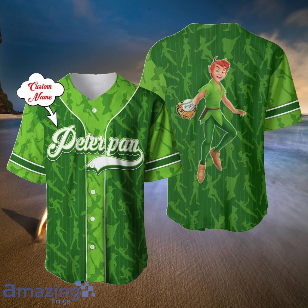 Peter Pan White Green Disney Baseball Jersey Sport Outfit for Men