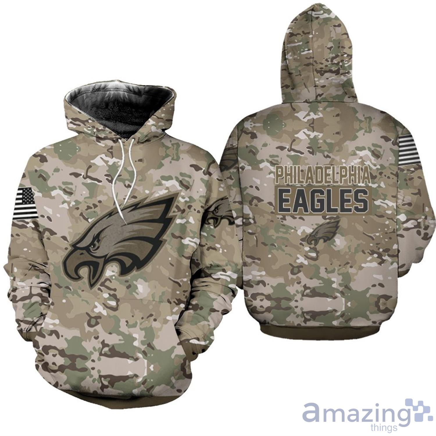 Philadelphia Eagles Camouflage Veteran 3D Hoodie