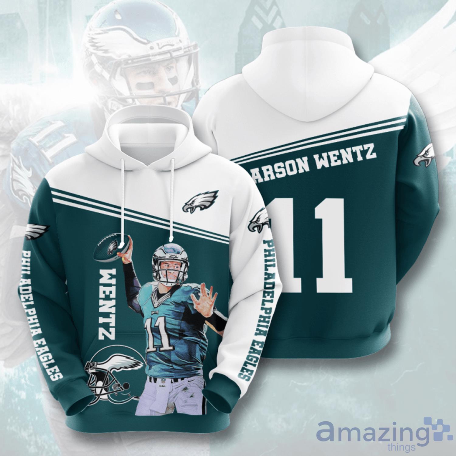Philadelphia Eagles Carson Wentz 11 3D Hoodie For Fans Product Photo 1 Philadelphia Eagles Carson Wentz 11 3D Hoodie For Fans Product Photo 1