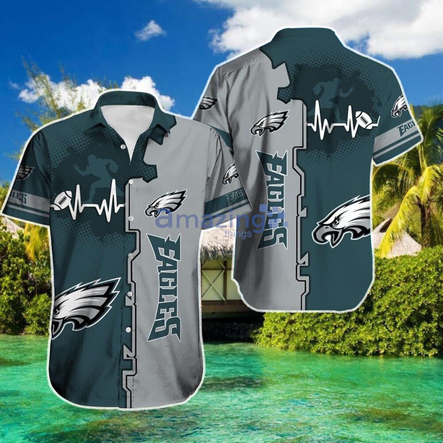 Philadelphia Eagles Heartbeat Pattern Hawaiian Shirt For Sport Fans Product Photo 1