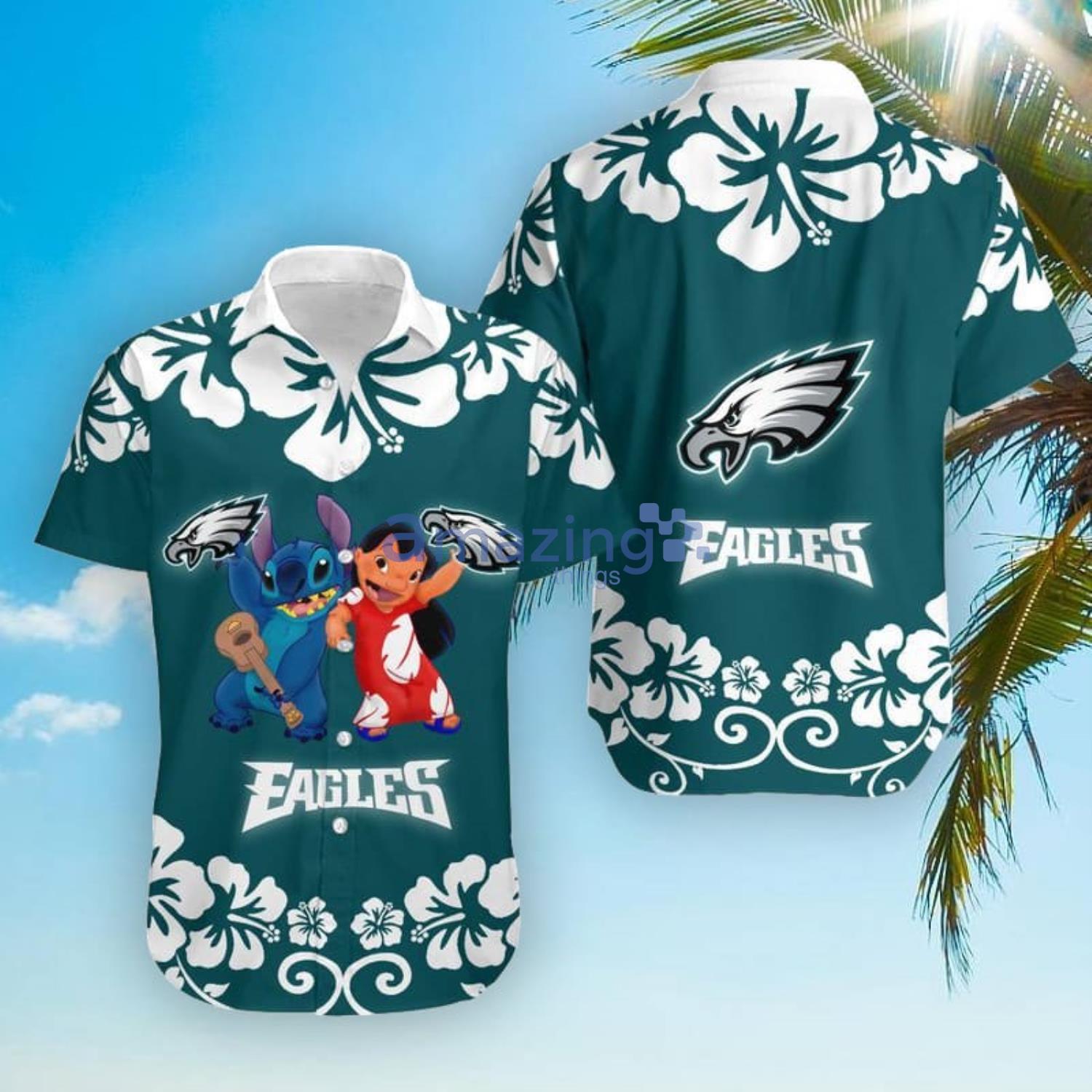 Philadelphia Eagles Lilo And Stitch Hawaiian Shirt And Shorts Product Photo 1