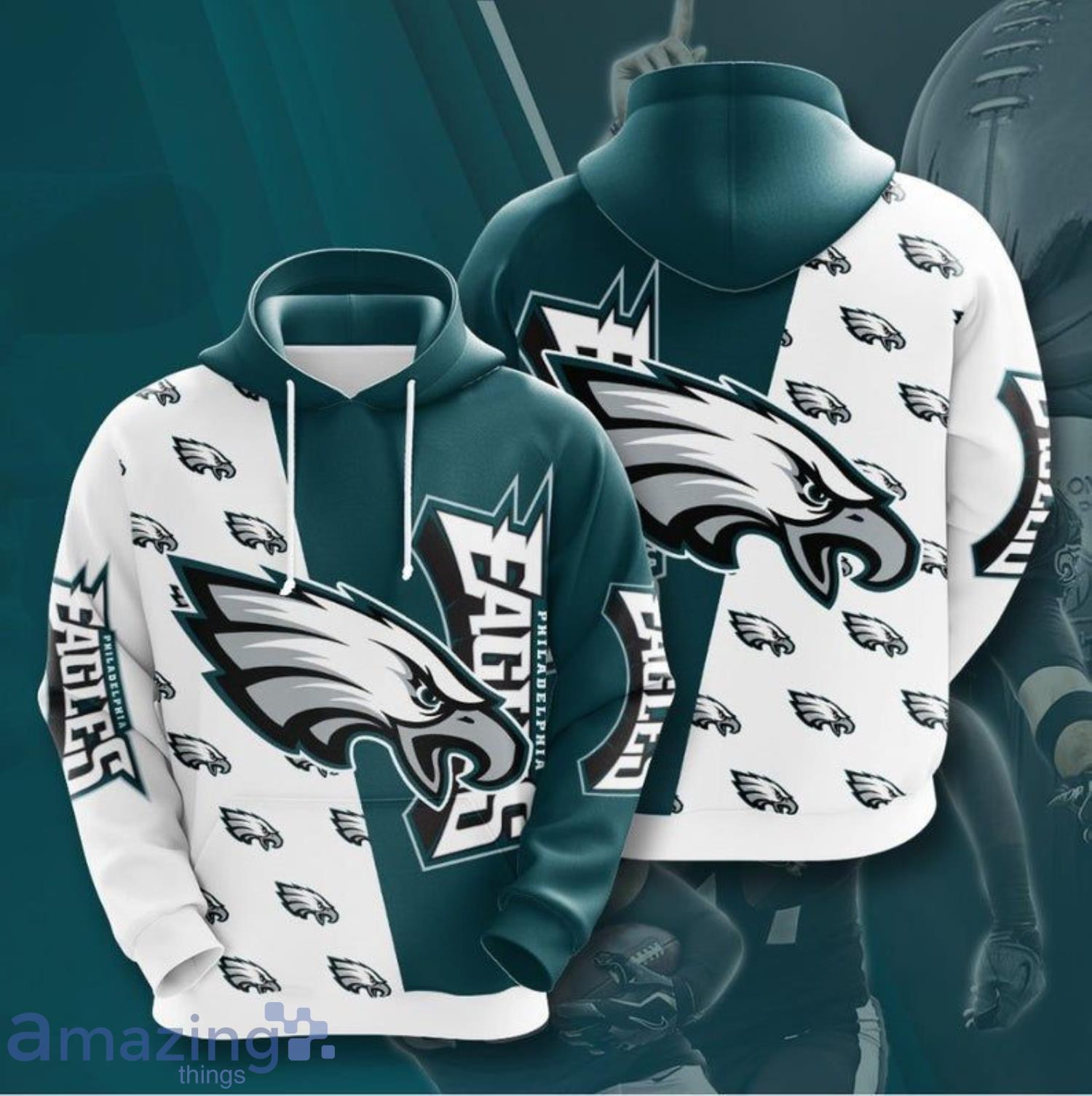 Custom Name Philadelphia Eagles Hoodie 3D White Green Logo Unique  Philadelphia Eagles Gift - Personalized Gifts: Family, Sports, Occasions,  Trending