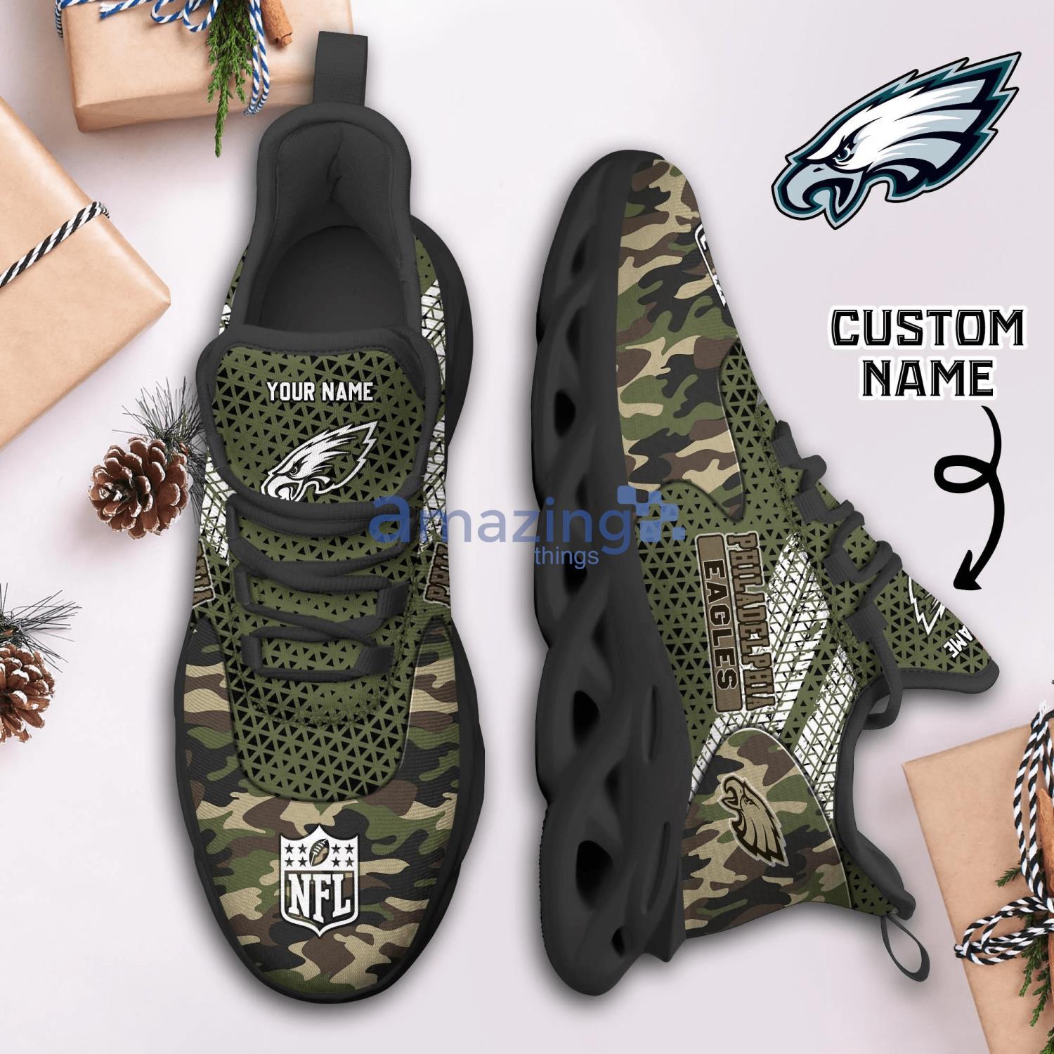 Philadelphia Eagles NFL Fans Camo Style Custom Name Max Soul Shoes Running Sneaker image Philadelphia Eagles NFL Fans Camo Style Custom Name Max Soul Shoes Running Sneaker Product Photo 2