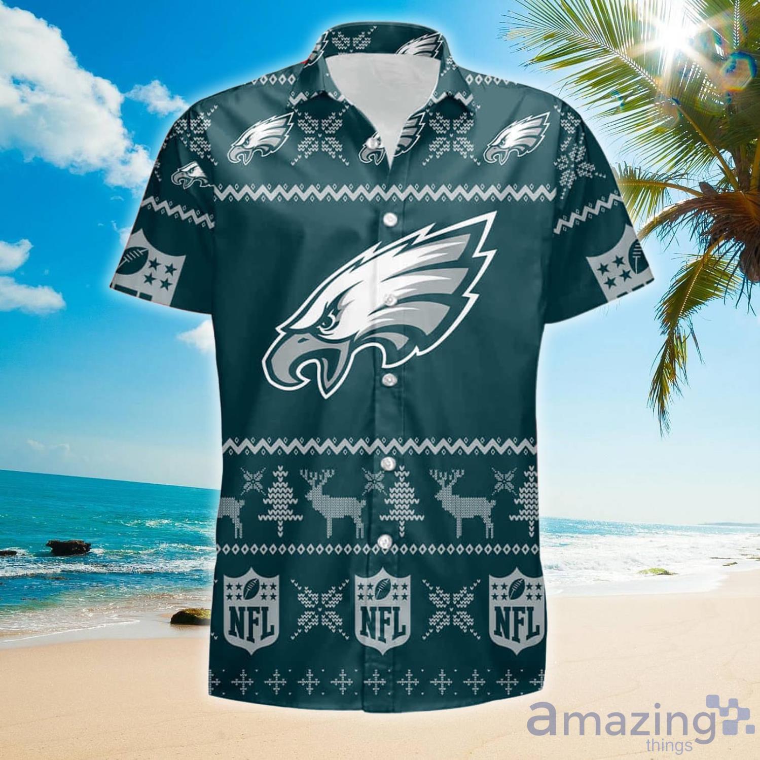 Philadelphia Eagles Nfl Ugly Christmas Hawaii Gift For Summer Hawaiian Shirt And Shorts Product Photo 1
