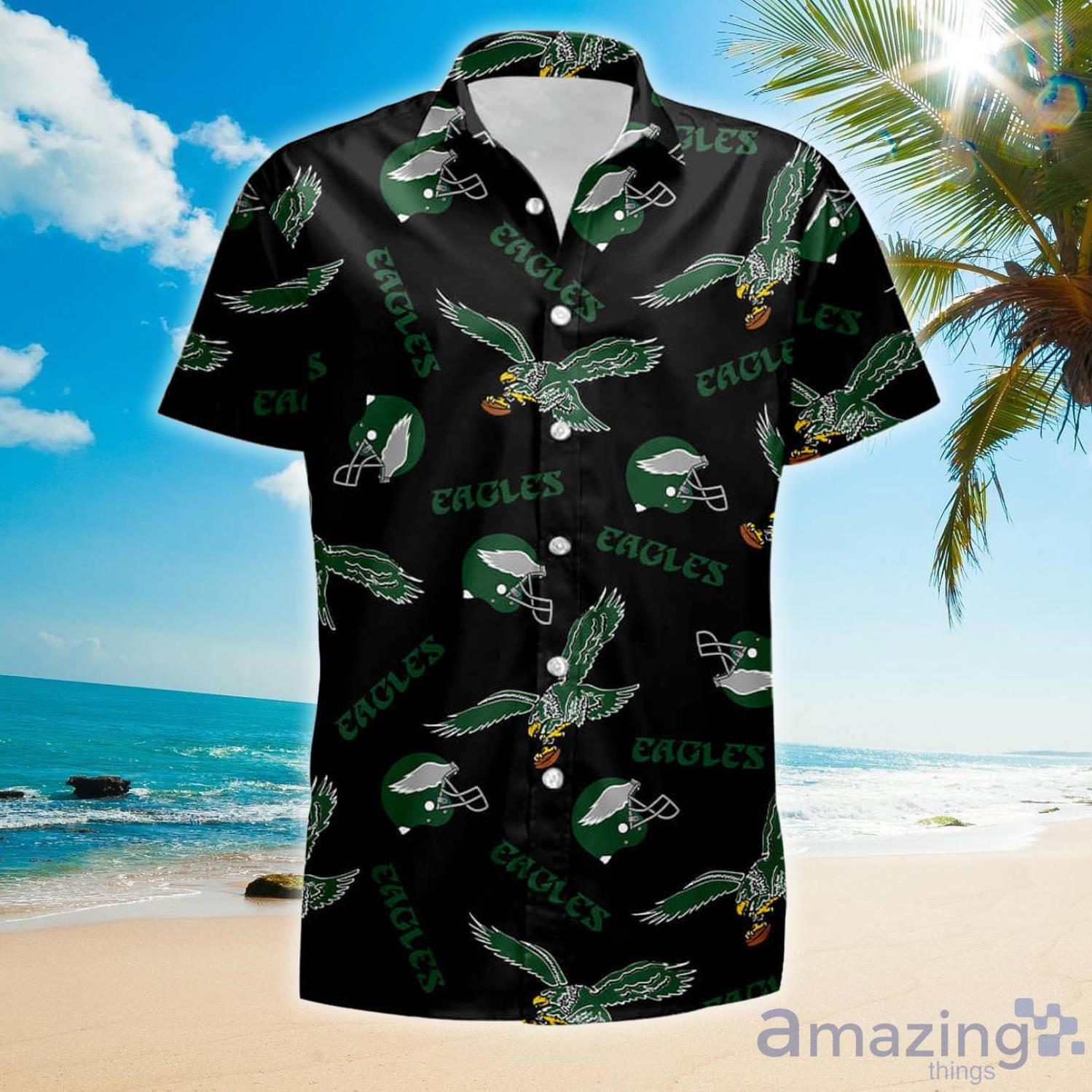 Philadelphia Eagles Retro Logo Hawaii Gift For Summer Hawaiian Shirt And Shorts Product Photo 1