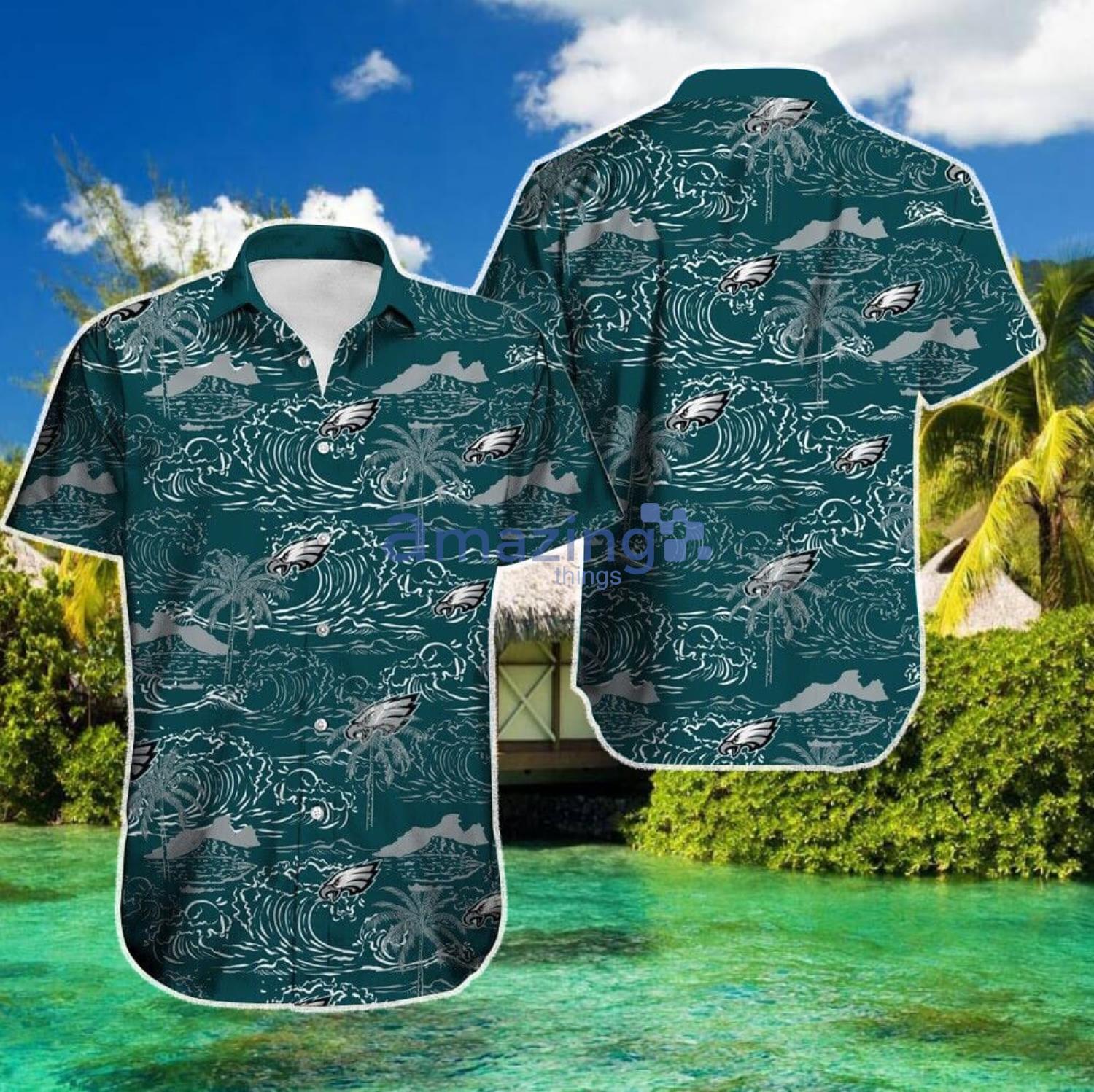 Philadelphia Eagles Waves Pattern Hawaiian Shirt For Sport Fans Product Photo 1