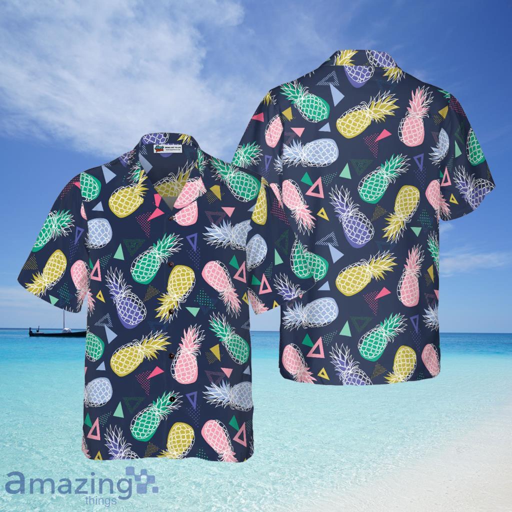 Pineapple Fruits In Memphis Style Hawaiian Shirt - Pineapple Fruits In Memphis Style Hawaiian Shirt