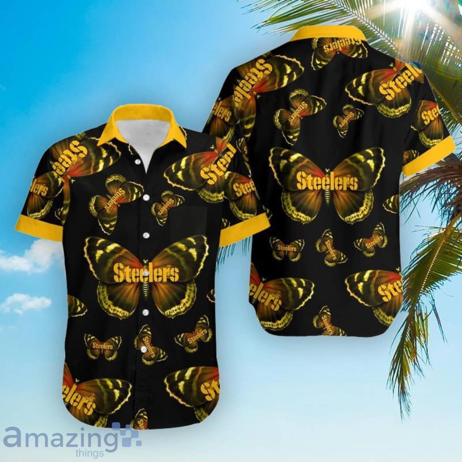 Pittsburgh Steelers Butterflies Hawaiian Shirt And Short Product Photo 1