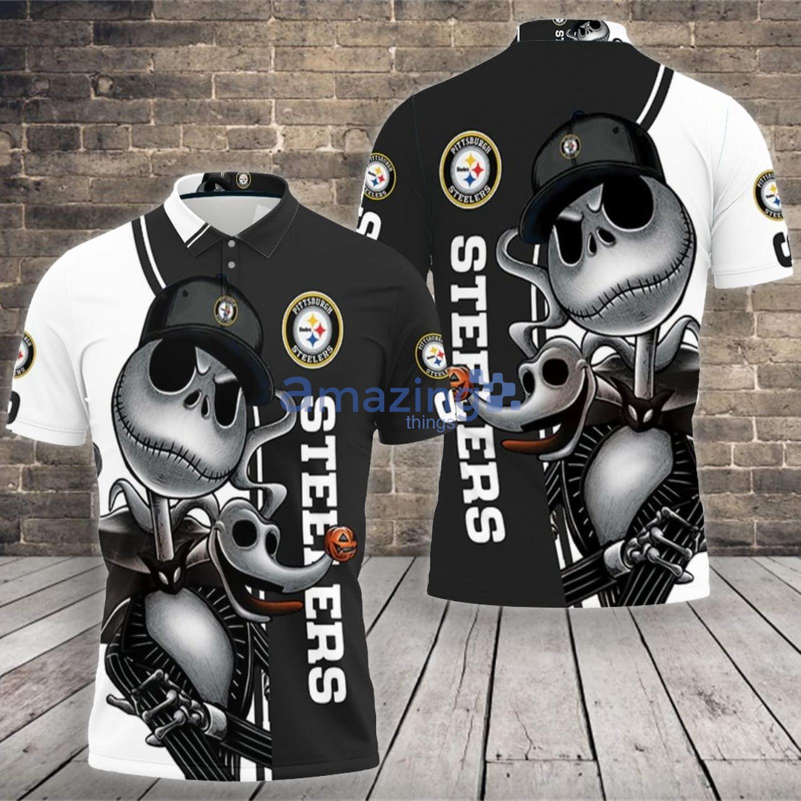 Pittsburgh Steelers Jack Skellington And Zero Polo Shirt For Sport Fans Product Photo 1