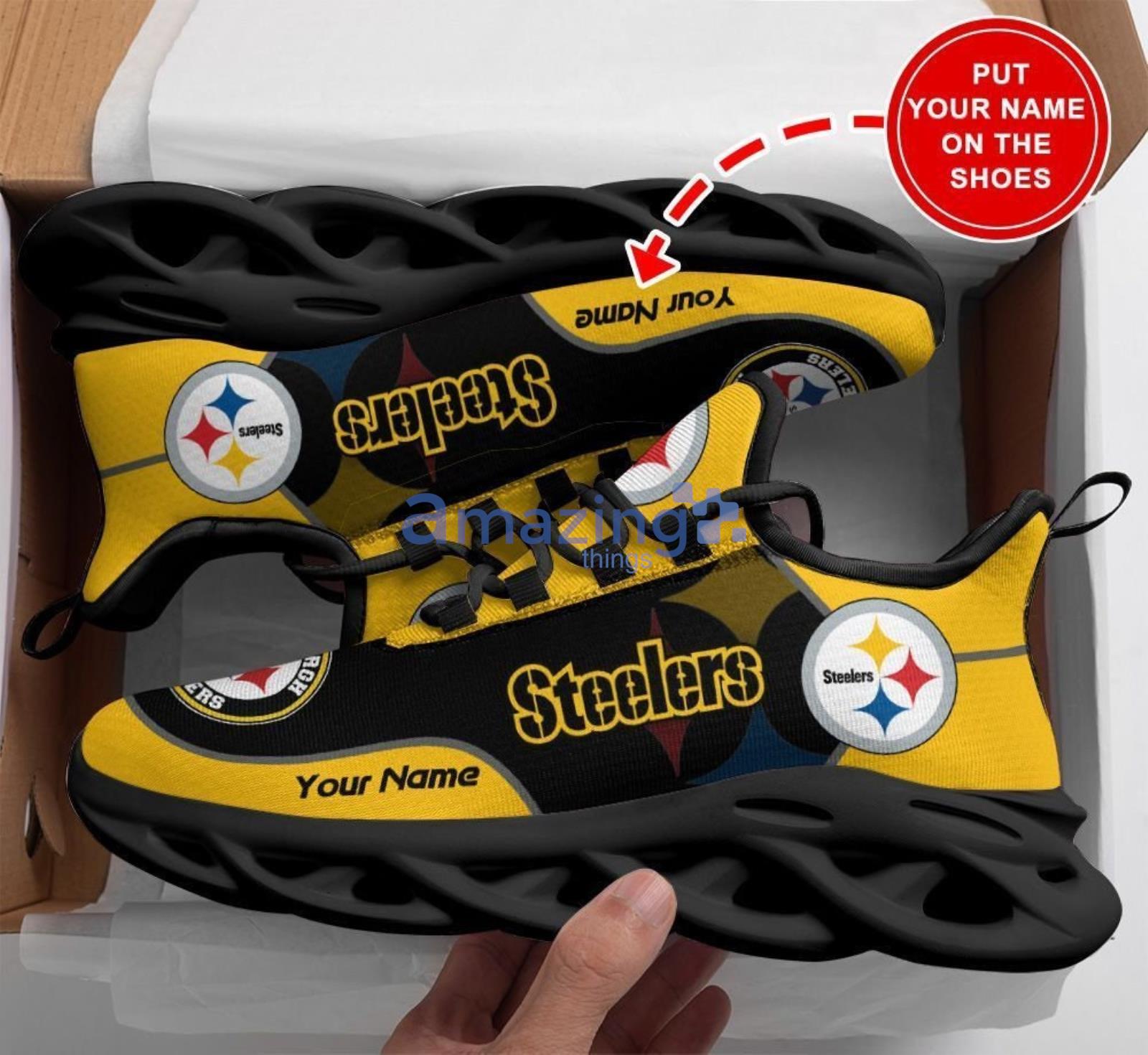 Pittsburgh Steelers Personalized Max Soul Sneakers Custom Name Product Photo 1