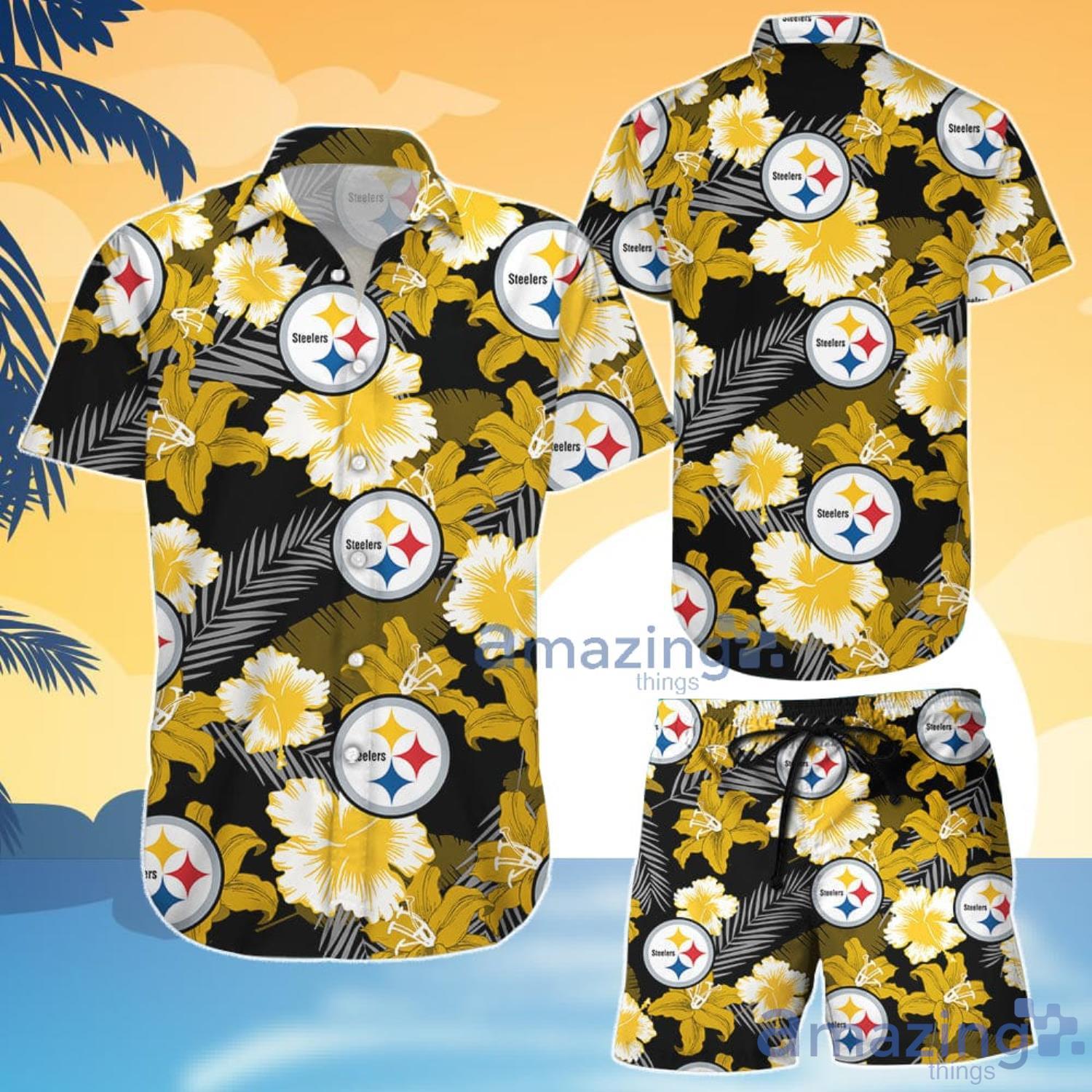 20% OFF Pittsburgh Steelers Hawaiian Shirt Tropical Flower Short