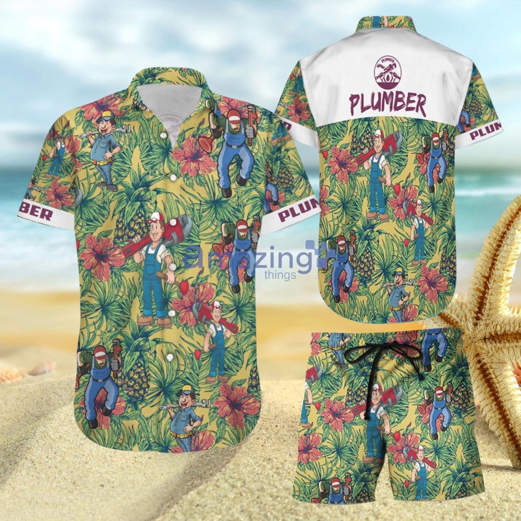 Plumber Pineapple Seamless Pattern Aloha Hawaiian Shirt And Short - Plumber Pineapple Seamless Pattern Aloha Hawaiian Shirt And Short