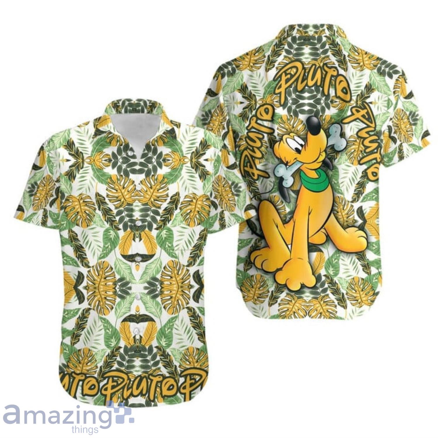 Pluto Dog Disney Tropical Green Leaves Hawaiian Shirt For Men And Women Product Photo 1