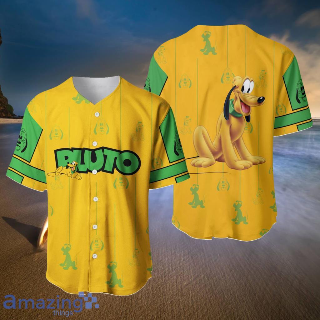 Pluto Dog Yellow Green Stripes Patterns Disney Baseball Jerseys  For Men And Women - Pluto Dog Yellow Green Stripes Patterns Disney Baseball Jerseys  For Men And Women