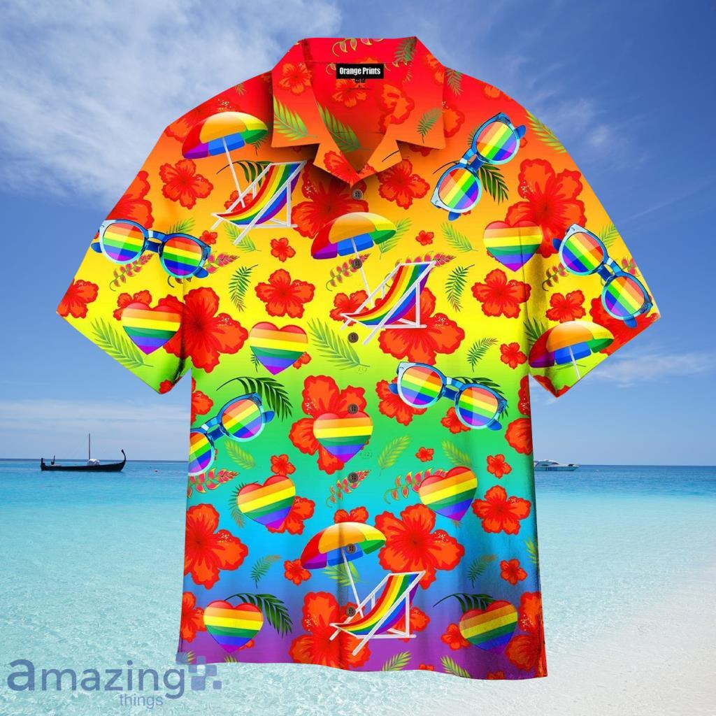 Pride Month Hibicus With LGBT Flag Hawaiian Shirt For Men And Women - Pride Month Hibicus With LGBT Flag Hawaiian Shirt For Men And Women