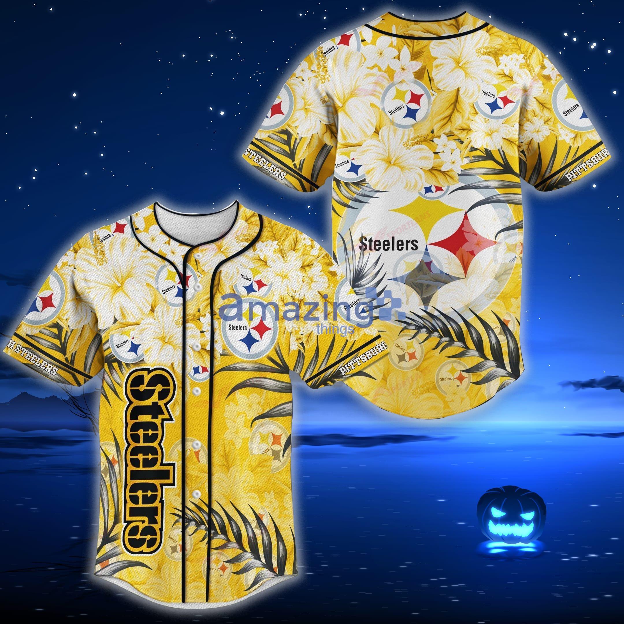 Pittsburgh Steelers NFL Baseball Tropical Flower Baseball Jersey Shirt