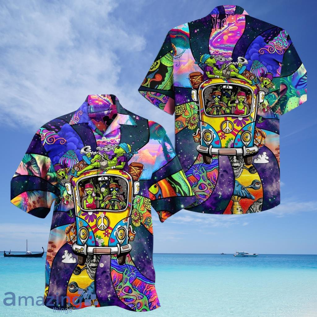 Psychedelic Hippie Alien Hawaiian Shirt For Men And Women - Psychedelic Hippie Alien Hawaiian Shirt For Men And Women
