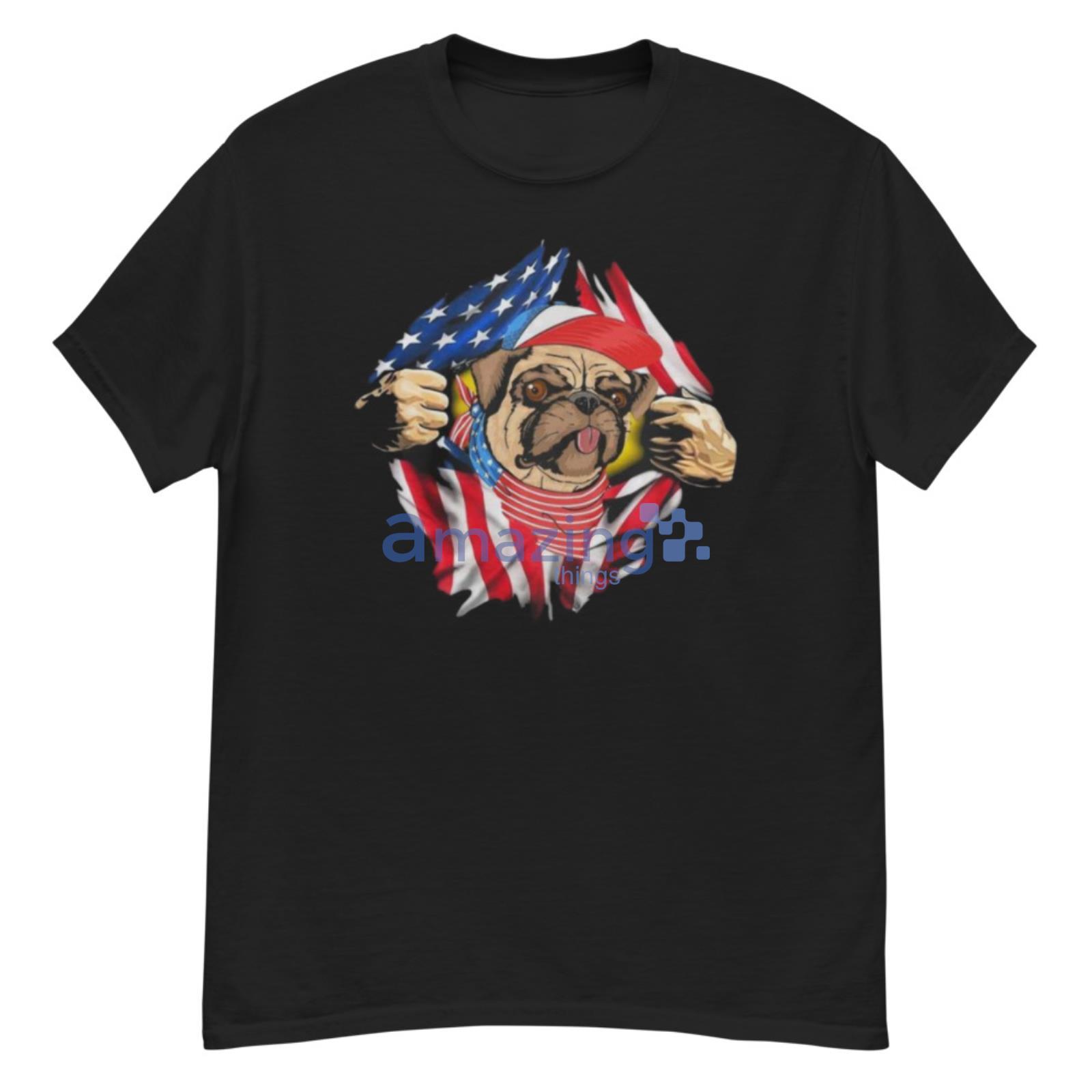 Pug Dog With American Flag 4th Of July Independence Day Shirt - G500 Men’s Classic T-Shirt