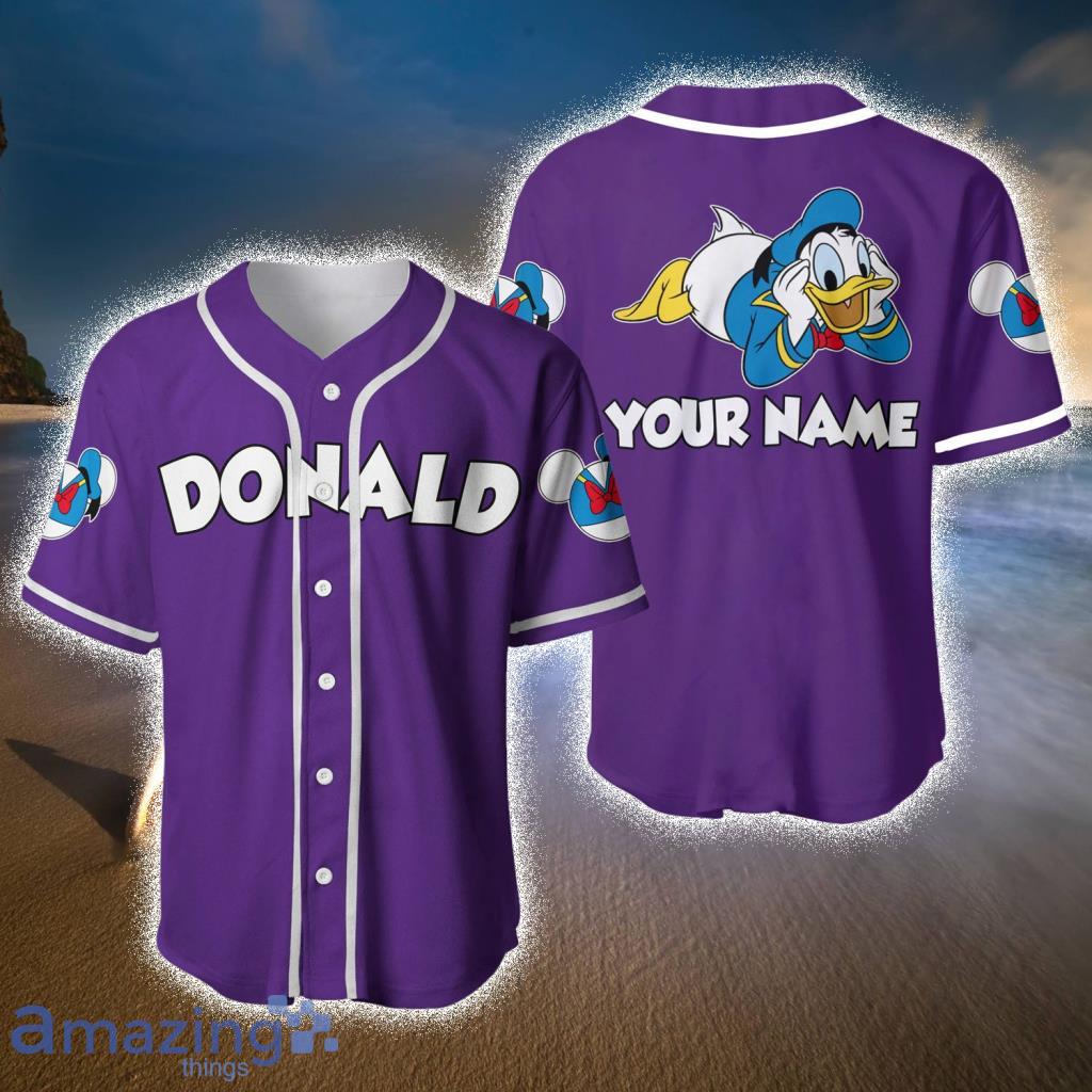 Purple White Donald Duck Disney Baseball Jerseys  For Men And Women - Purple White Donald Duck Disney Baseball Jerseys  For Men And Women