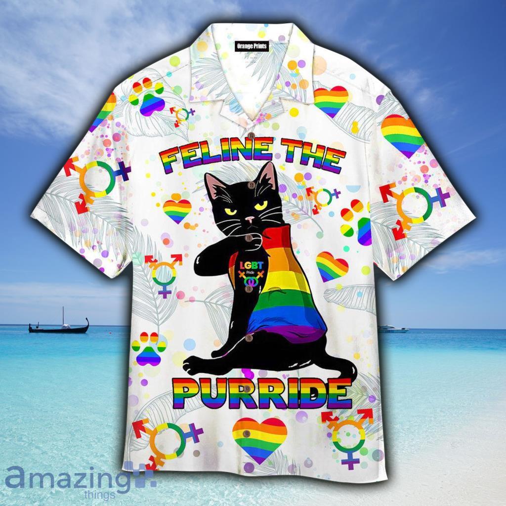 Purride Funny Cat Lovers LGBT Pride Awareness Hawaiian Shirt - Purride Funny Cat Lovers LGBT Pride Awareness Hawaiian Shirt