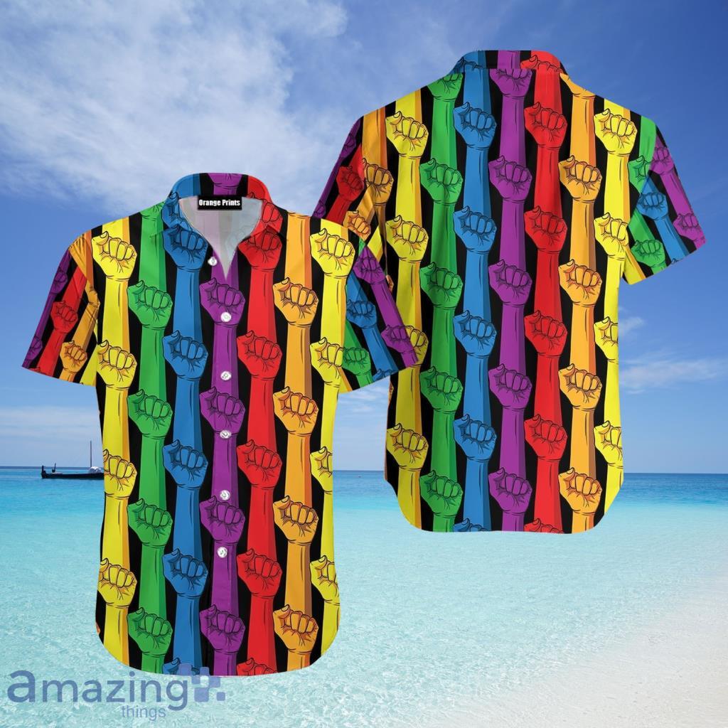 Rainbow Color Lgbt Gay Pride Hand Pattern Hawaiian Shirt For Men And Women - Rainbow Color Lgbt Gay Pride Hand Pattern Hawaiian Shirt For Men And Women