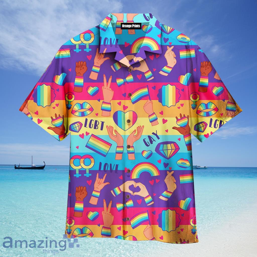 Rainbow LGBT Rights Symbols Hawaiian Shirt For Men And Women - Rainbow LGBT Rights Symbols Hawaiian Shirt For Men And Women