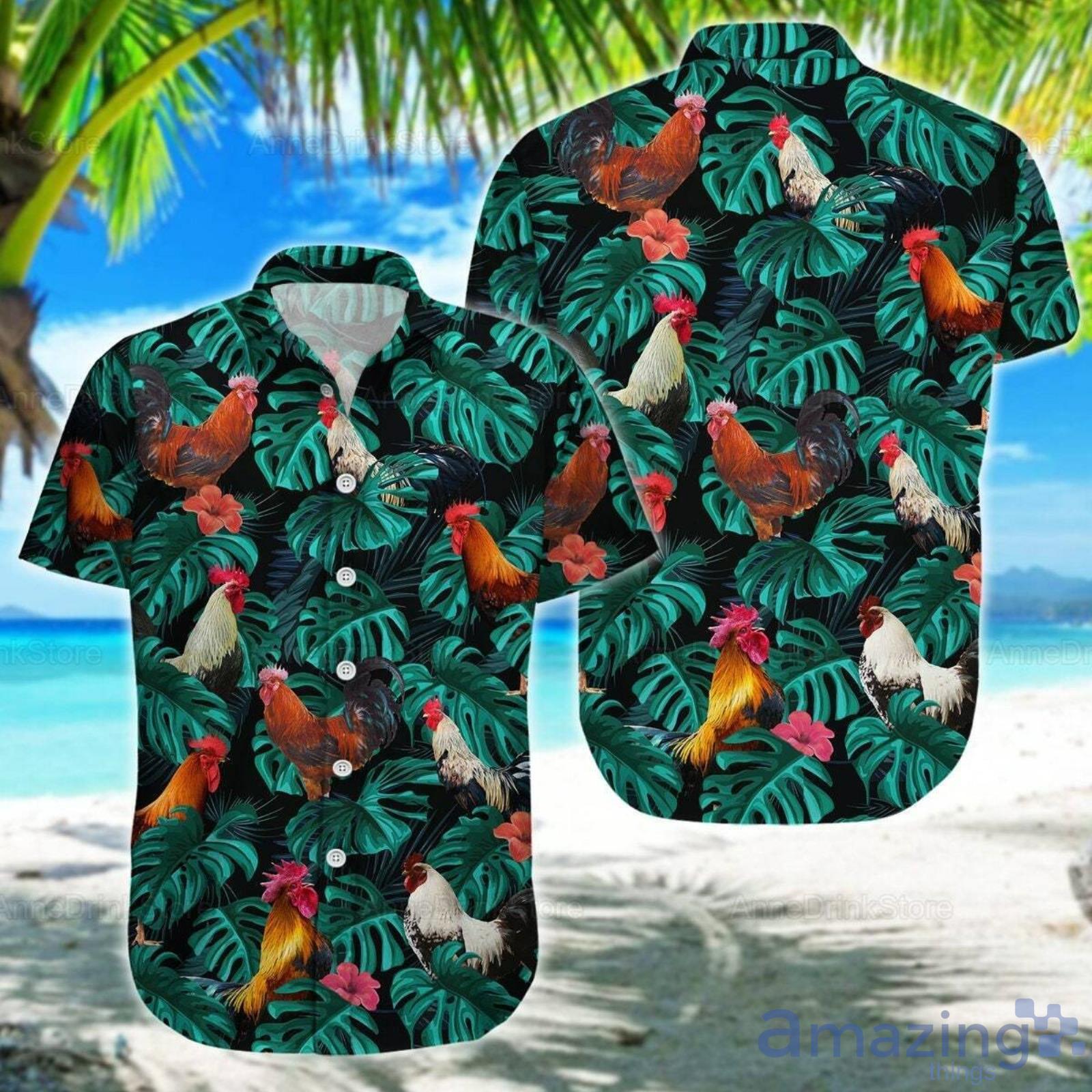 Rooster Lovers Leaf Pattern Rooster Hawaiian Shirt Product Photo 1 Rooster Lovers Leaf Pattern Rooster Hawaiian Shirt Product Photo 1