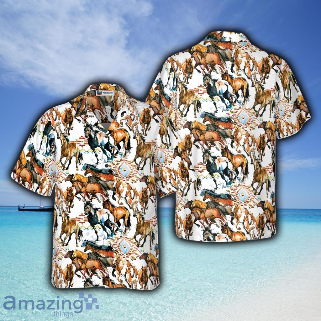 Running Wild Horse With Tribal Texture Hawaiian Shirt - Running Wild Horse With Tribal Texture Hawaiian Shirt