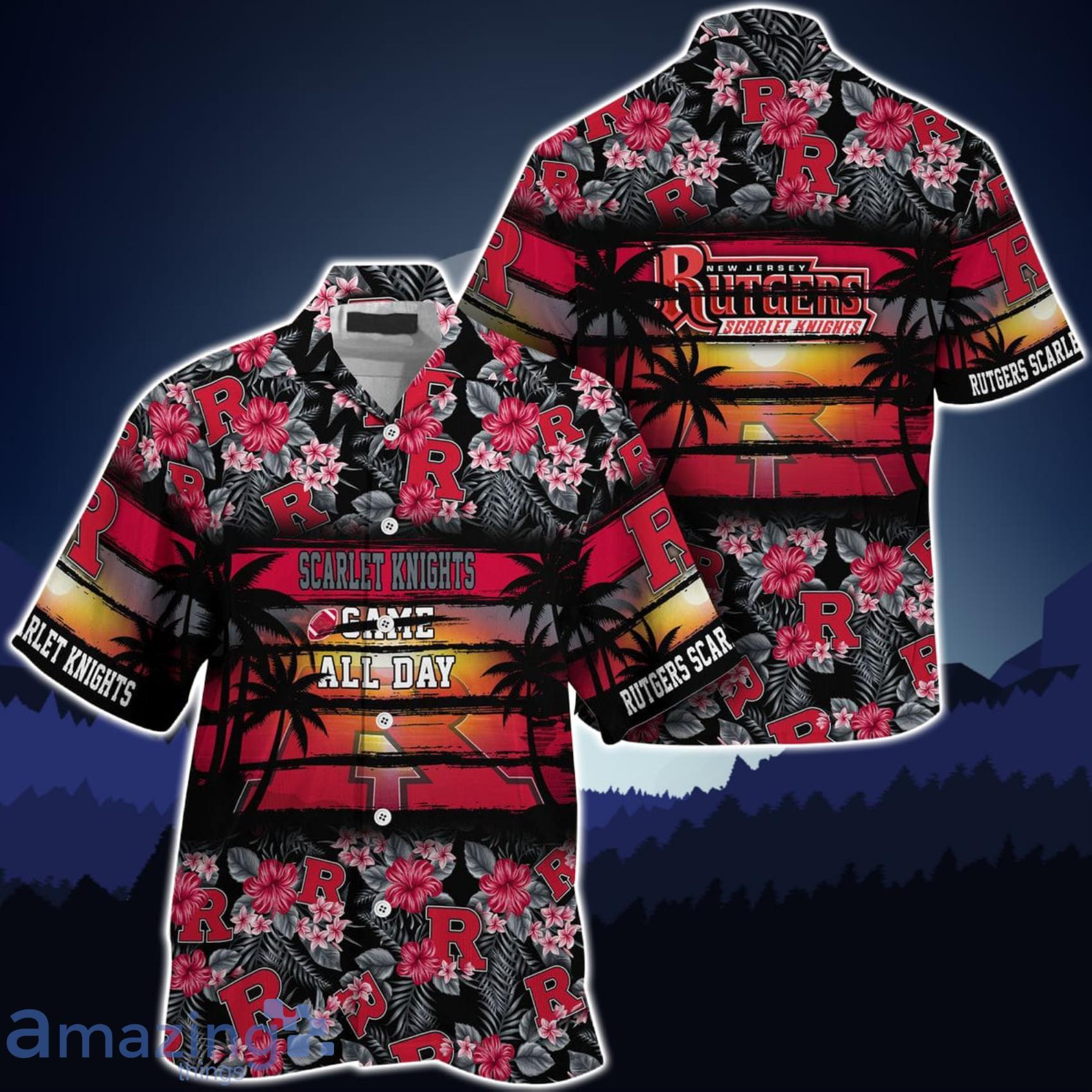 Rutgers Scarlet Knights Came All Day Flower Hawaiian Shirt Product Photo 1