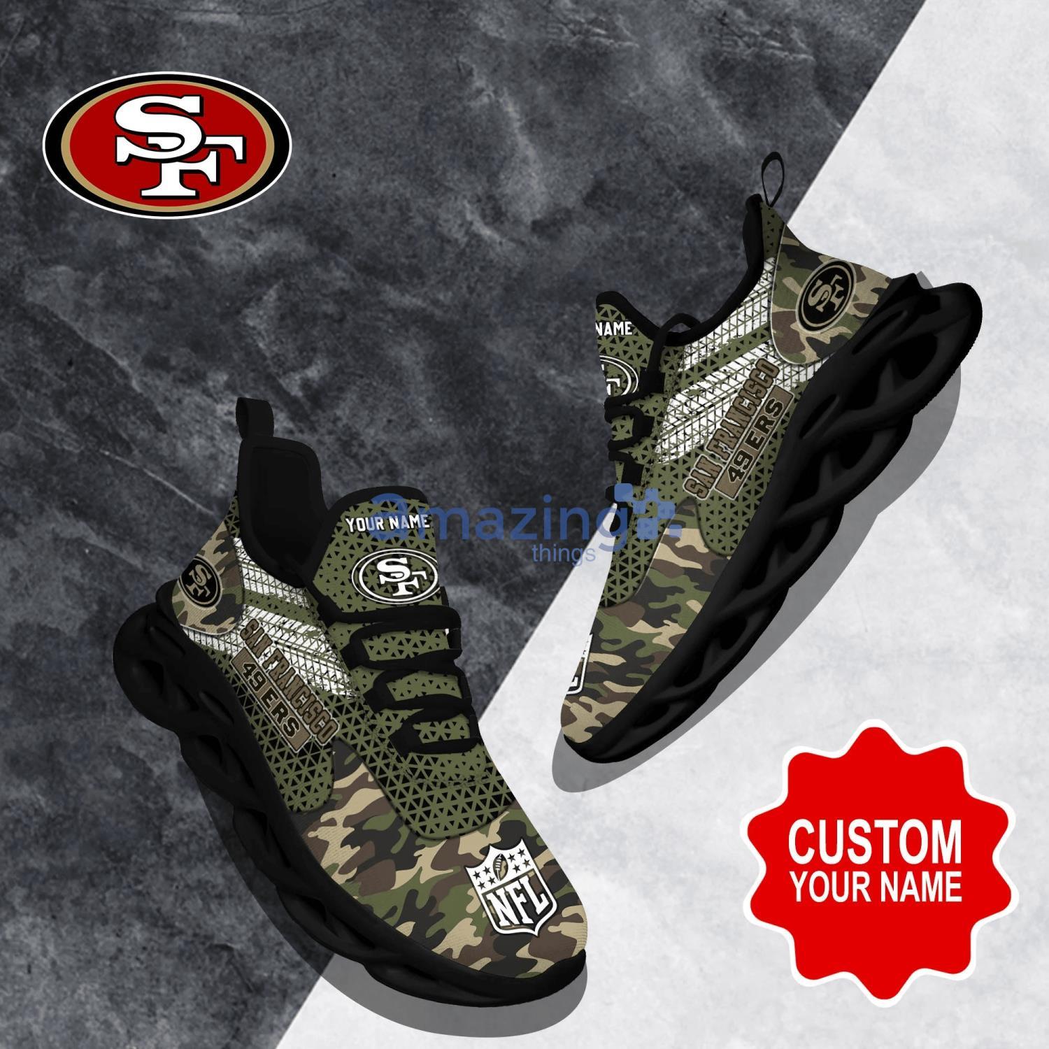 San Francisco 49ers NFL Fans Camo Style Custom Name Max Soul Shoes Running Sneaker Product Photo 1