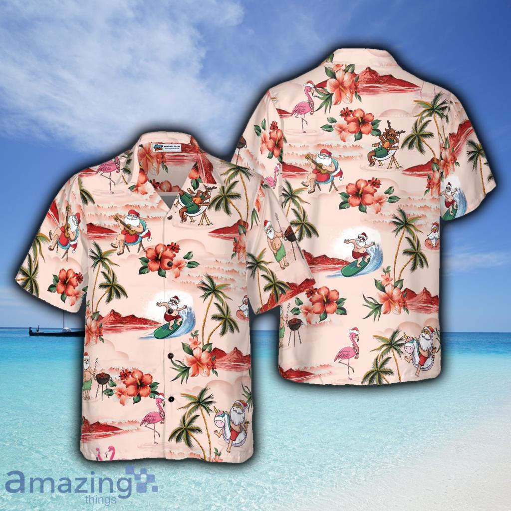 Santa Beach Christmas Pattern Hawaiian Shirt For Men And Women - Santa Beach Christmas Pattern Hawaiian Shirt For Men And Women