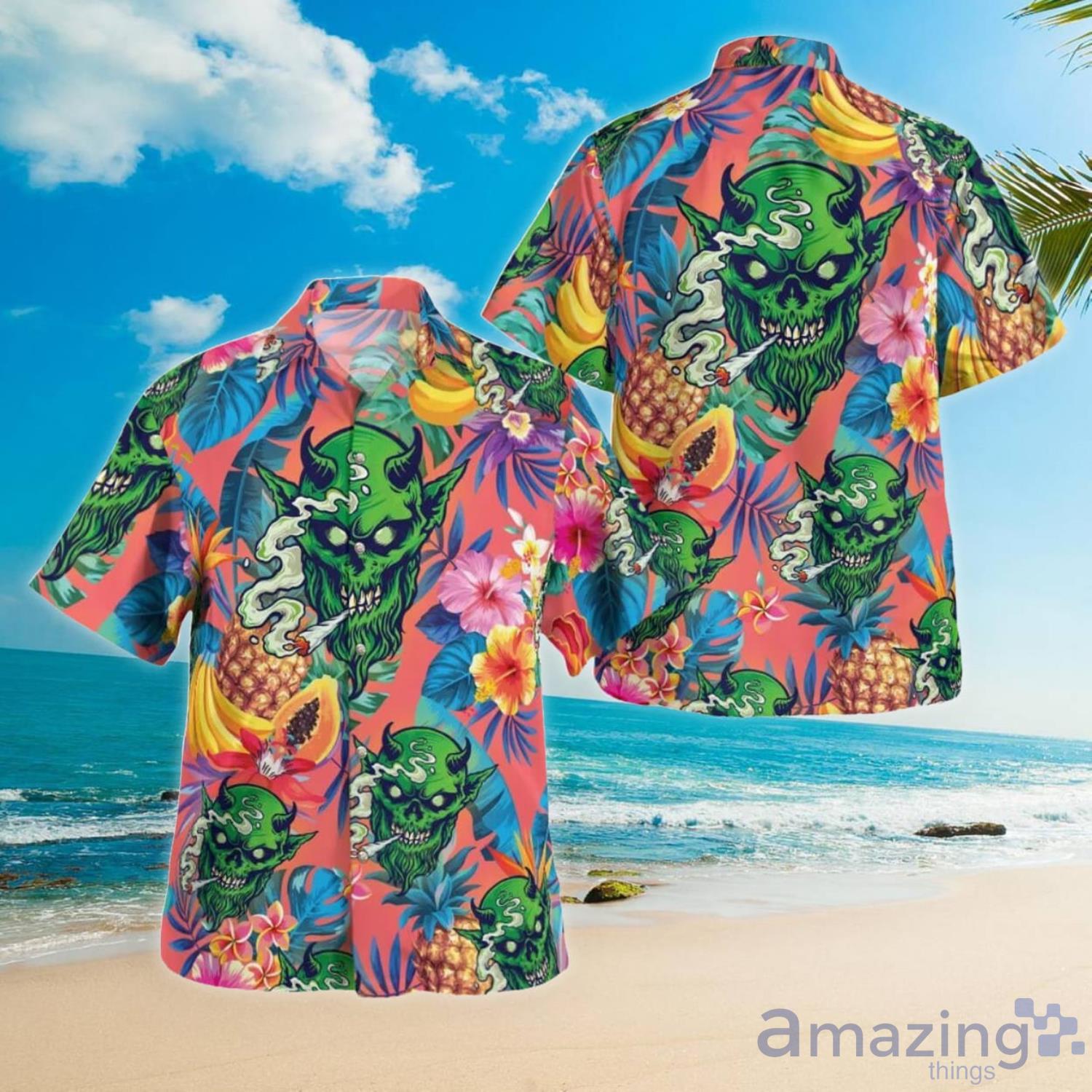 Satan Smokes Green Thing Aloha Happy Summer Hawaiian Shirt For Men And Women image Satan Smokes Green Thing Aloha Happy Summer Hawaiian Shirt For Men And Women Product Photo 3