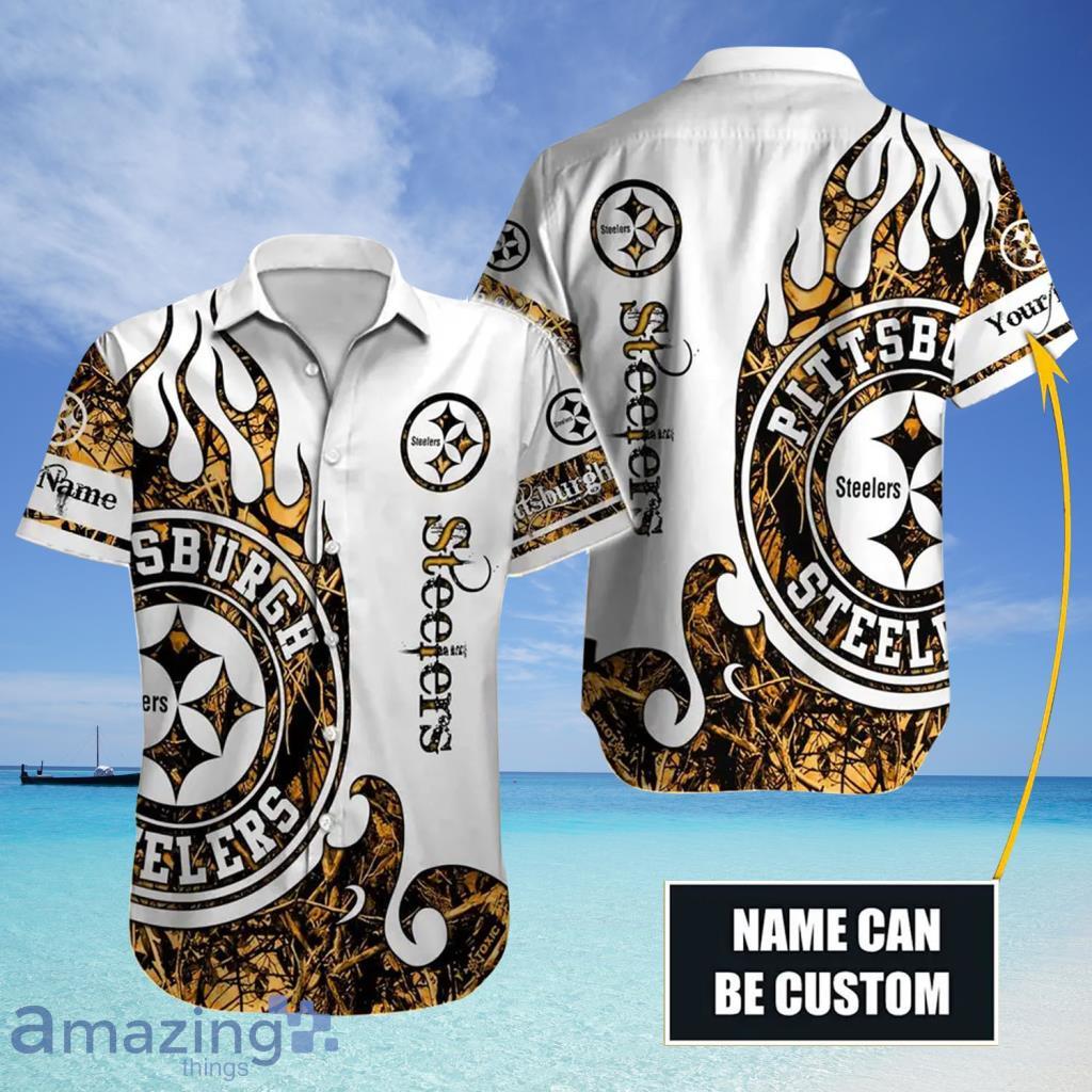 Pittsburgh Steelers Custom Name NFL Hawaiian Shirt And Shorts Gift