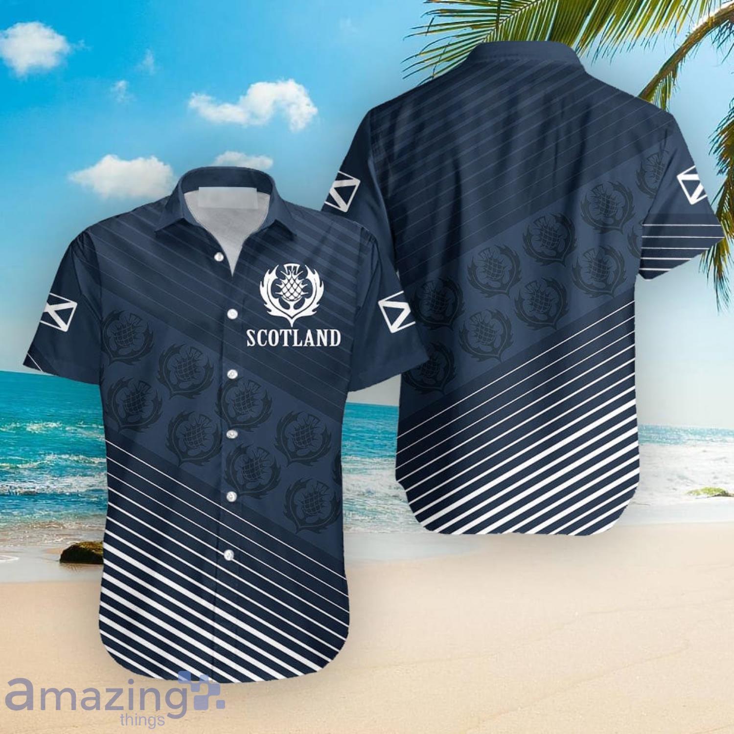 Scotland Pride - FLag & Thistle Tartan St Patrick's Day Cute Gift Hawaiian Shirt Product Photo 1