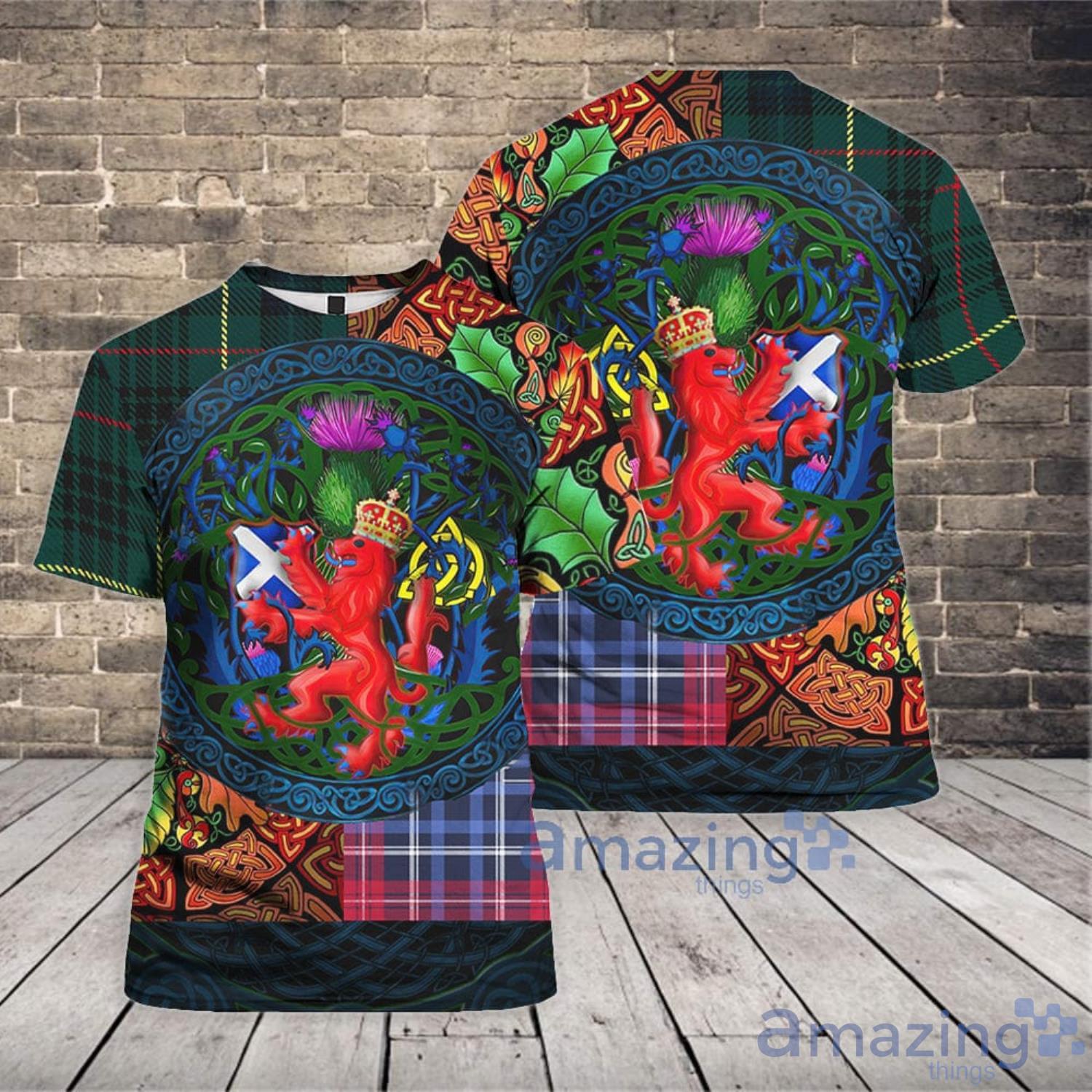 Scotland Rampant Lion With Thistle St Patrick's Day 3D T-Shirt Product Photo 1