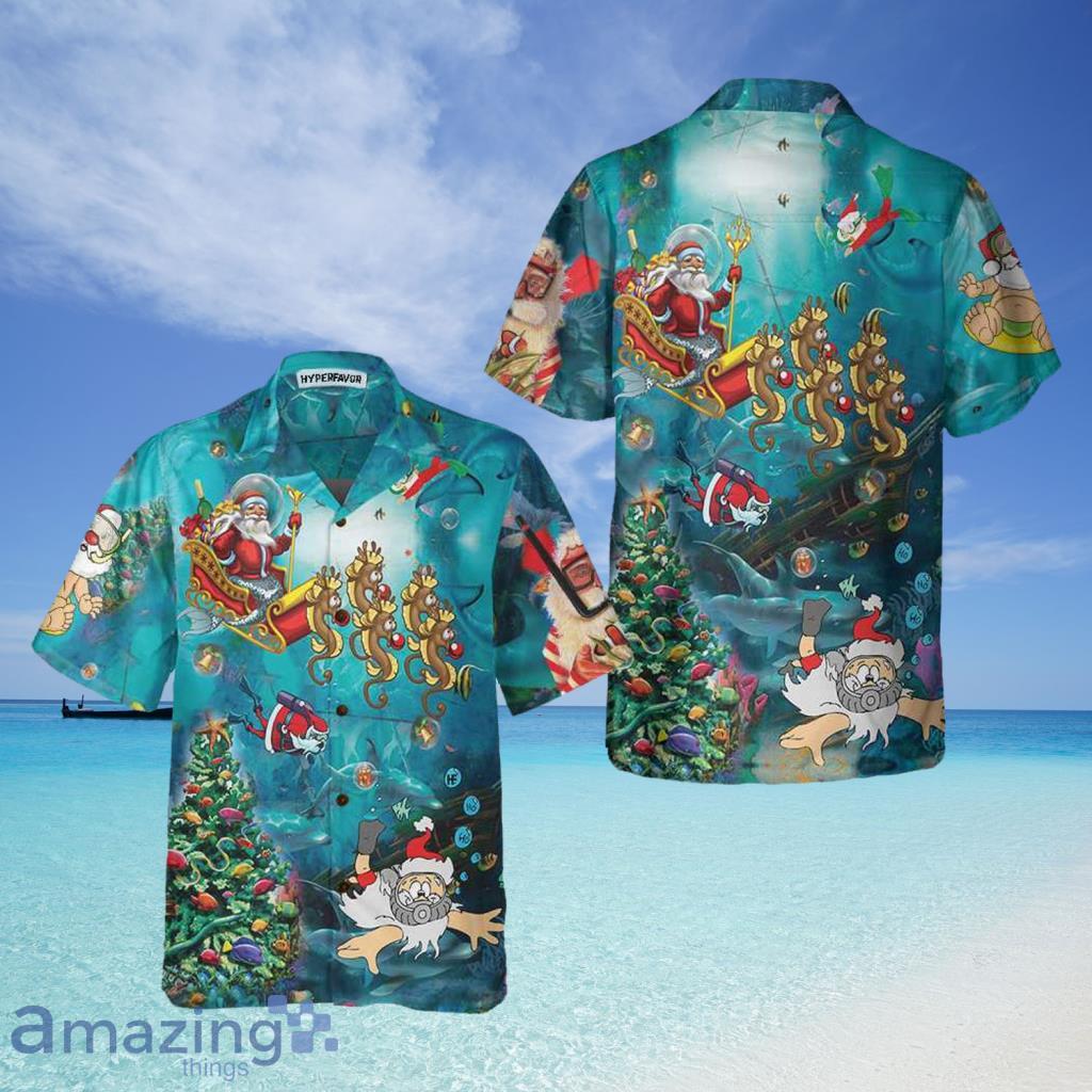 Scuba Diving Santa Claus Christmas Undersea Hawaiian Shirt For Men And Women - Scuba Diving Santa Claus Christmas Undersea Hawaiian Shirt For Men And Women