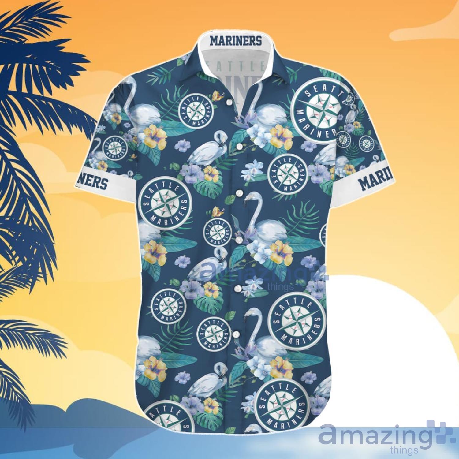 Seattle Mariners Baseball Coconut Beach Pattern Hawaiian Shirt And Shorts  Summer Vacation Gift