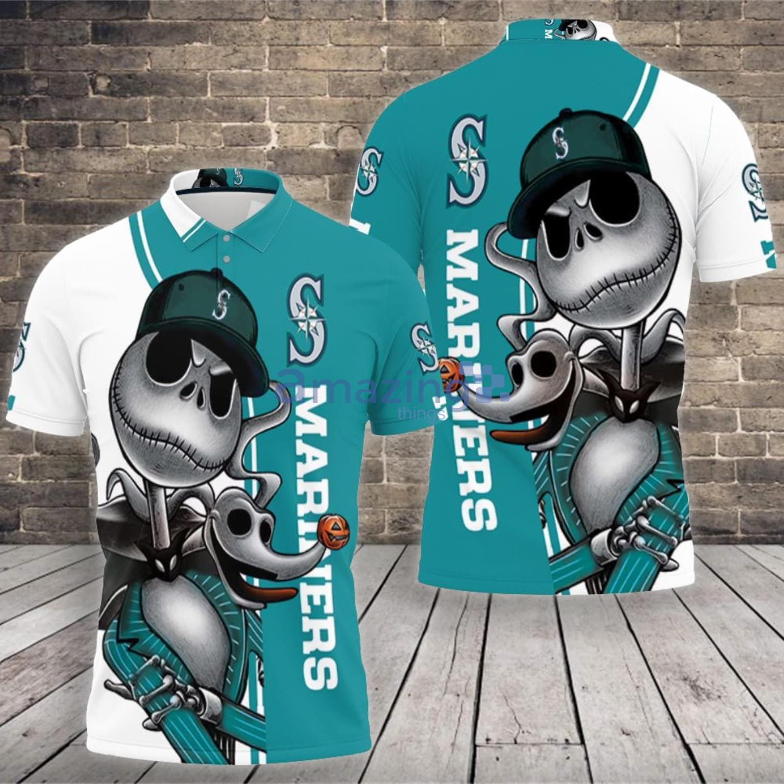 Seattle Mariners Jack Skellington And Zero Polo Shirt For Sport Fans