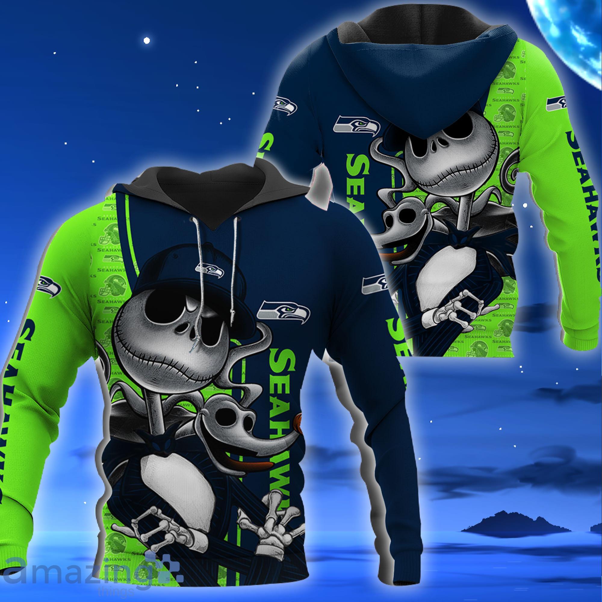 Seattle Seahawks Jack Skellington All Over Printed 3D Shirt Halloween Gift For Fans Product Photo 1