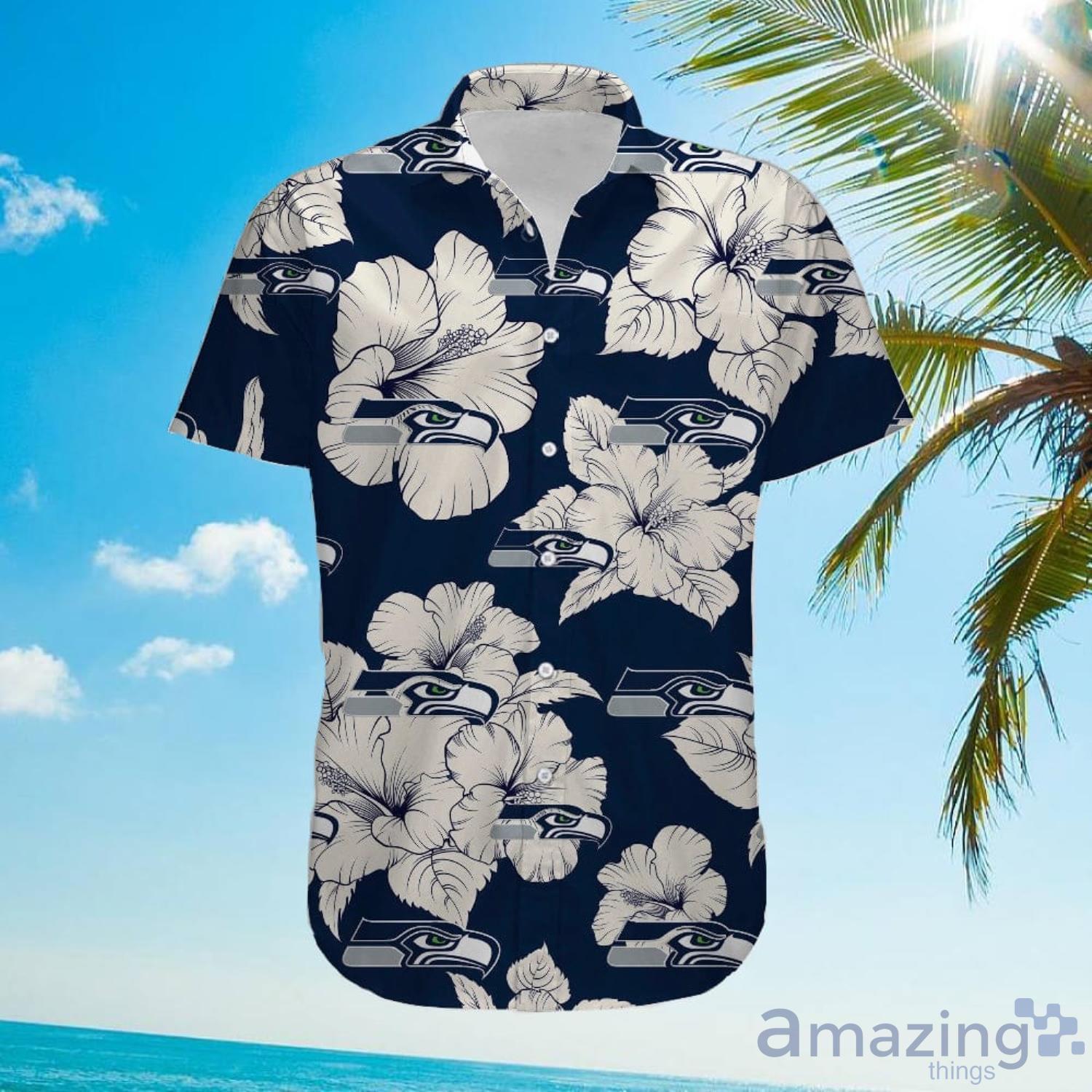 Seattle Seahawks Men_S Hawaiian Shirt Summer Short Sleeve Button