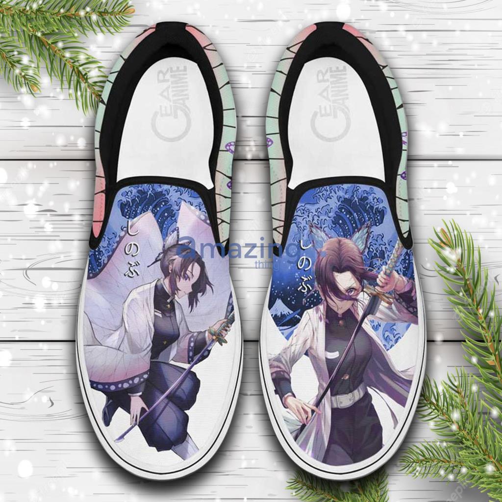 Shinobu Kocho Custom Anime Demon Slayer Slip On Sneakers Shoes - Shinobu Kocho Custom Anime Demon Slayer Slip On Sneakers Shoes