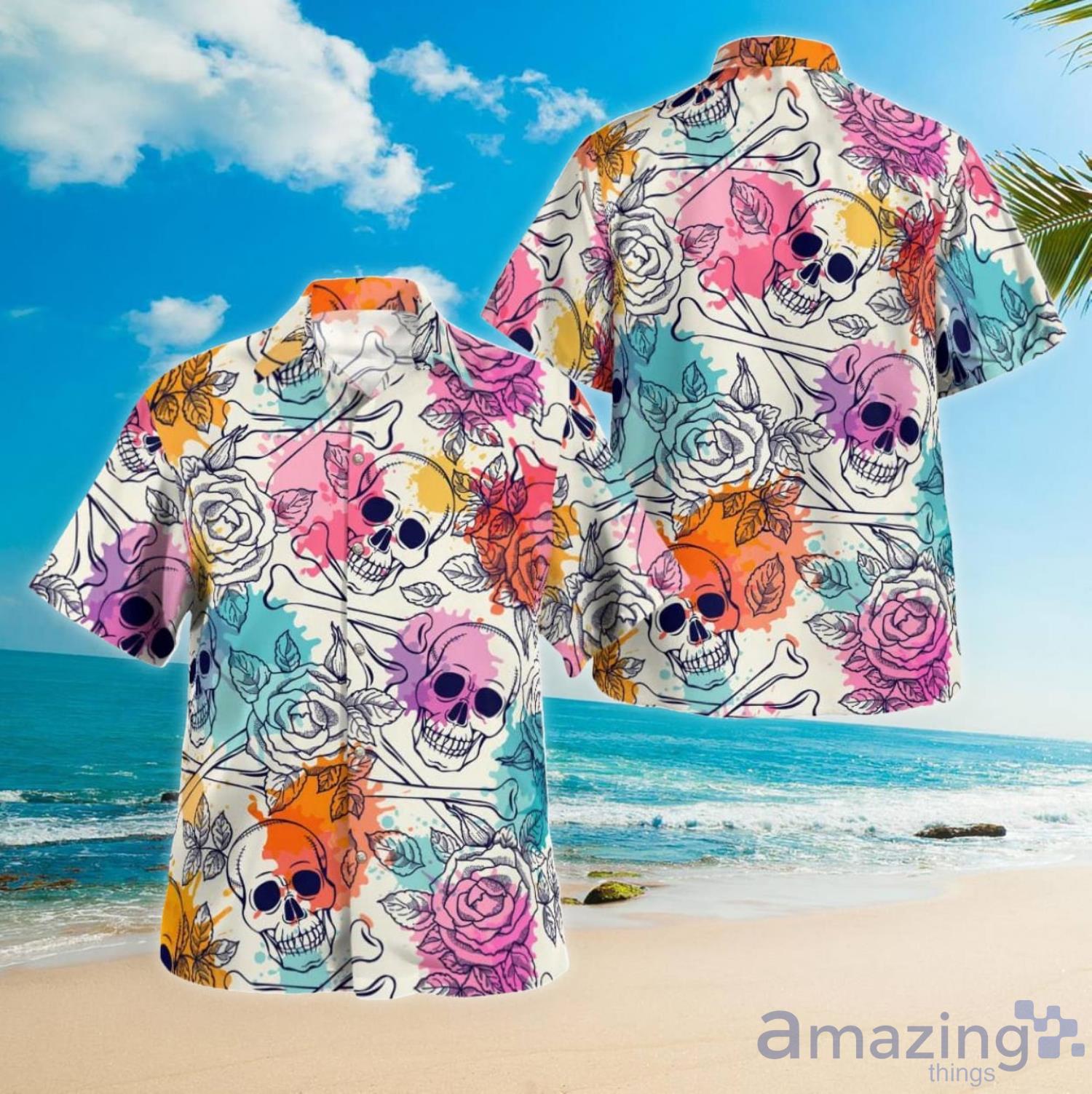 Skull And Bone Colorful Hawaiian Shirt For Men And Women Product Photo 1