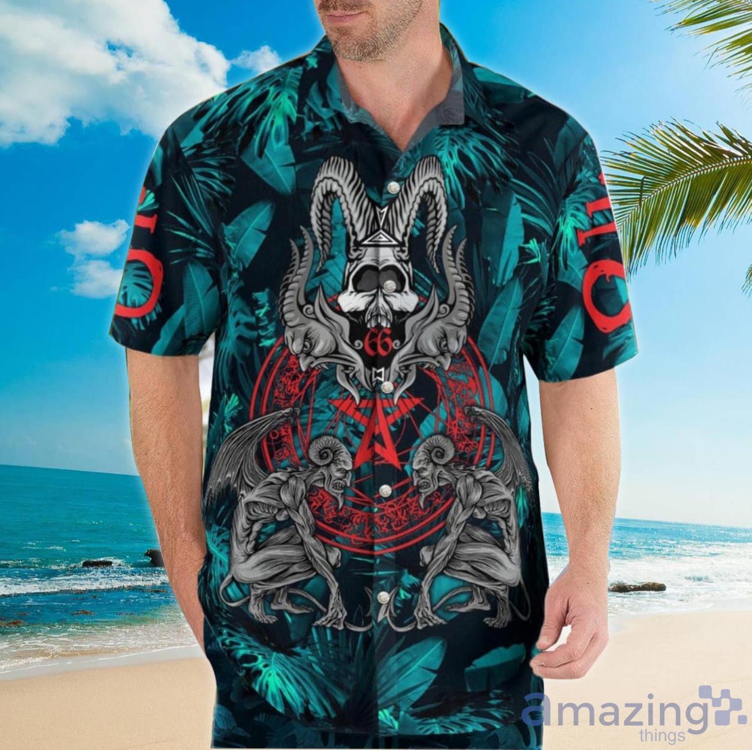Skull And Bones Satanic Aloha Happy Summer Hawaiian Shirt For Men And Women Product Photo 1