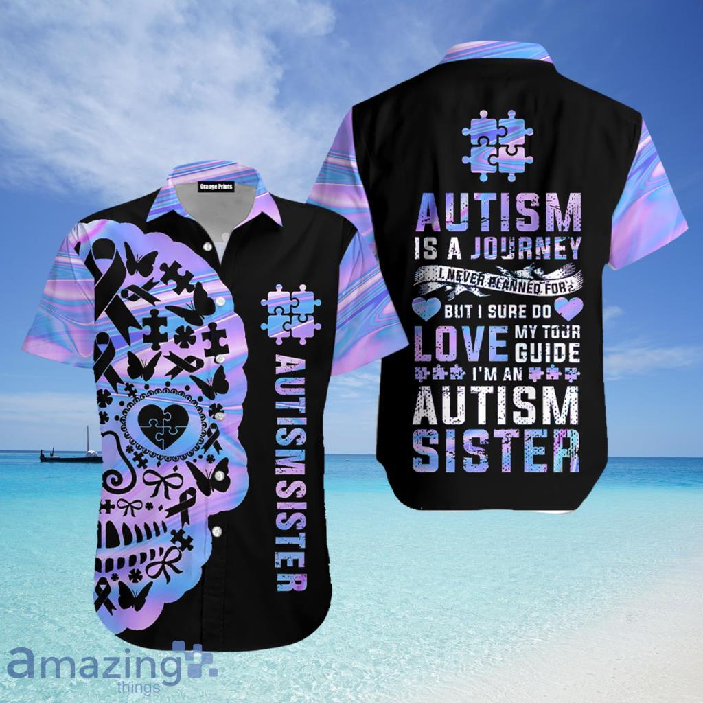 Skull Autism Sister Autism Awareness Day Aloha Hawaiian Shirt For Men And Women - Skull Autism Sister Autism Awareness Day Aloha Hawaiian Shirt For Men And Women