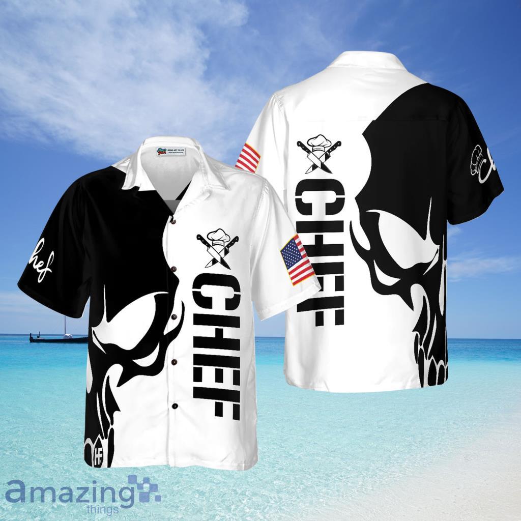 Skull Chef Flag USA Hawaiian Shirt - Skull Chef Flag USA Hawaiian Shirt