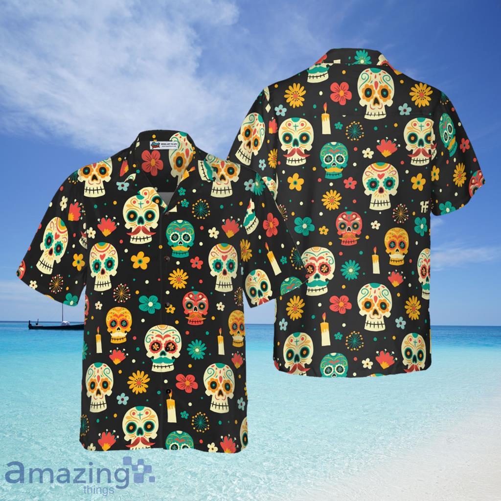Skull Day Of The Dead Pattern Flower Hawaiian Shirt For Men And Women - Skull Day Of The Dead Pattern Flower Hawaiian Shirt For Men And Women