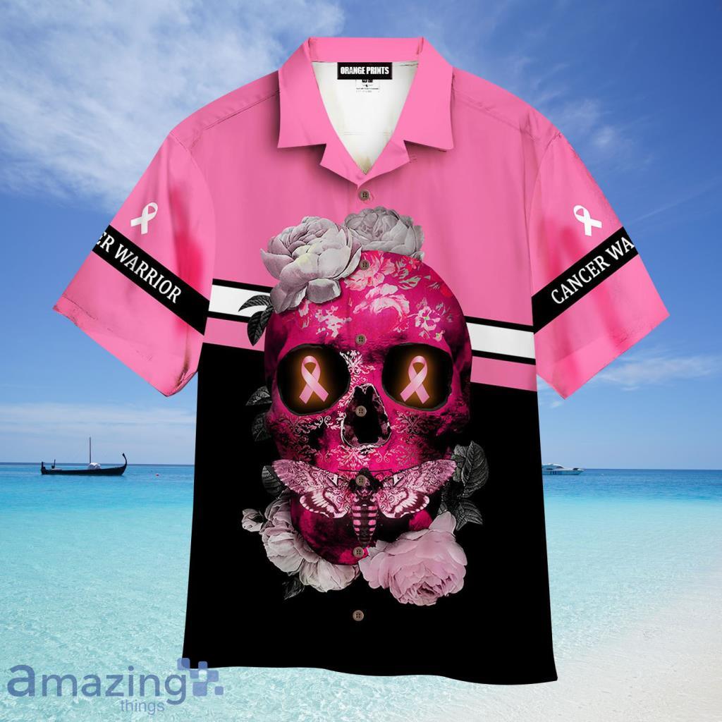 Skull Flower Breast Cancer Awareness Hawaiian Shirt For Men And Women - Skull Flower Breast Cancer Awareness Hawaiian Shirt For Men And Women