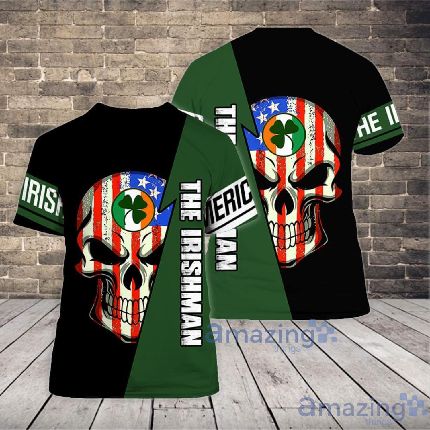 Skull Irish St. Patrick's Day 3D T-Shirt Product Photo 1