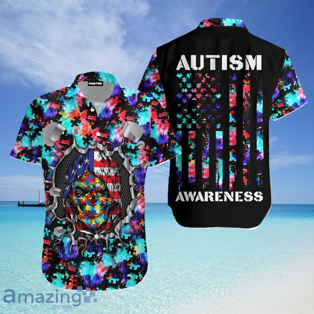 Skull Warrior Autism Awareness Aloha Hawaiian Shirt For Men And Women - Skull Warrior Autism Awareness Aloha Hawaiian Shirt For Men And Women
